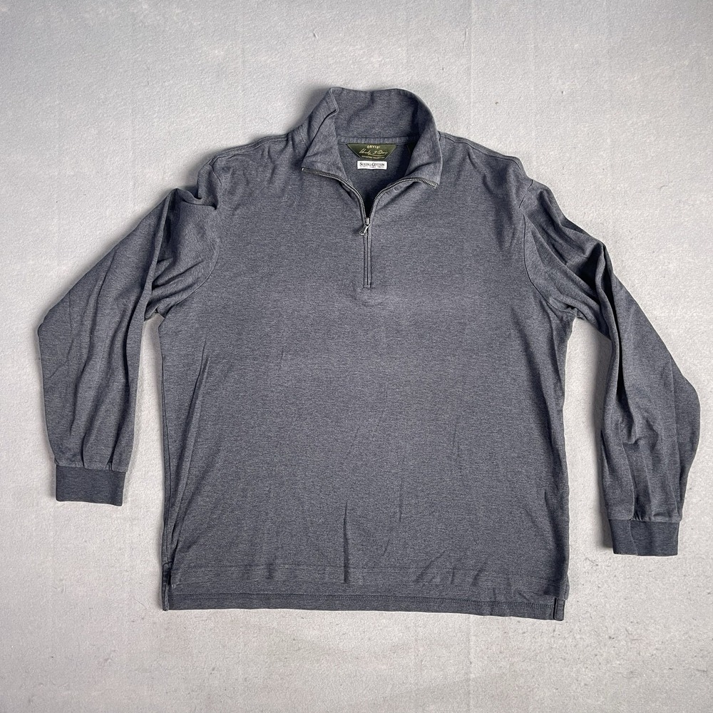 Charles F Orvis Signature Sueded Cotton 1/4 Zip Pullover Sweater Men Medium Gray